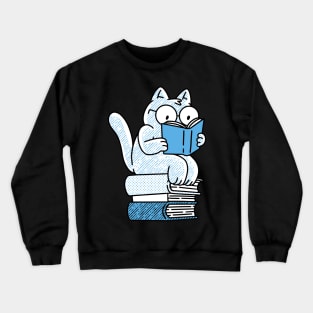 CatSitting On Books And Reading Cat Reading Book For Book Lover Cat Lover Crewneck Sweatshirt
